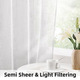 HOMEIDEAS living room window drapes enhancing decor with linen texture and depth