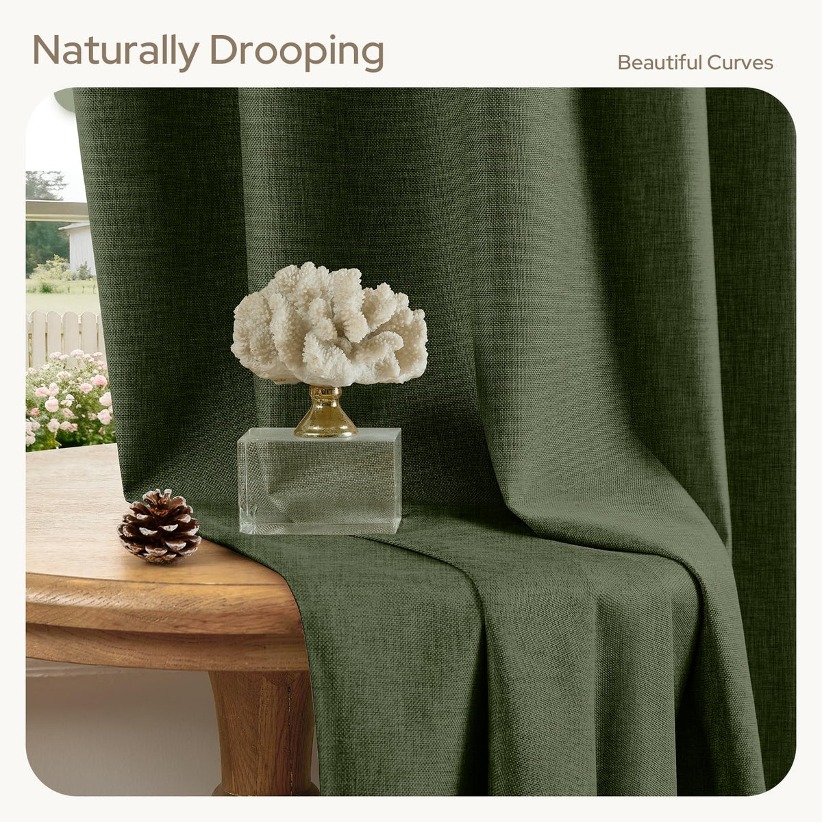 HOMEIDEAS machine-washable curtain offers simple care and freshness.