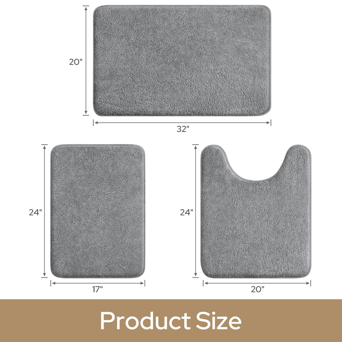HOMEIDEAS memory foam bath mat grey for cushioned steps and quick-dry feet