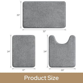 HOMEIDEAS memory foam bath mat grey for cushioned steps and quick-dry feet
