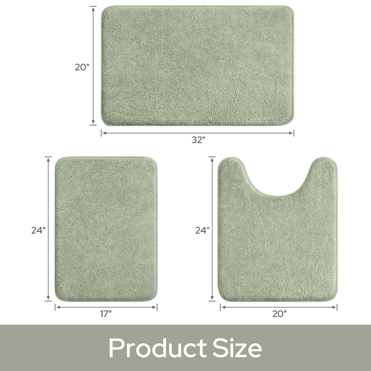 HOMEIDEAS multi-room rug set suitable for bathroom, kitchen, and entry
