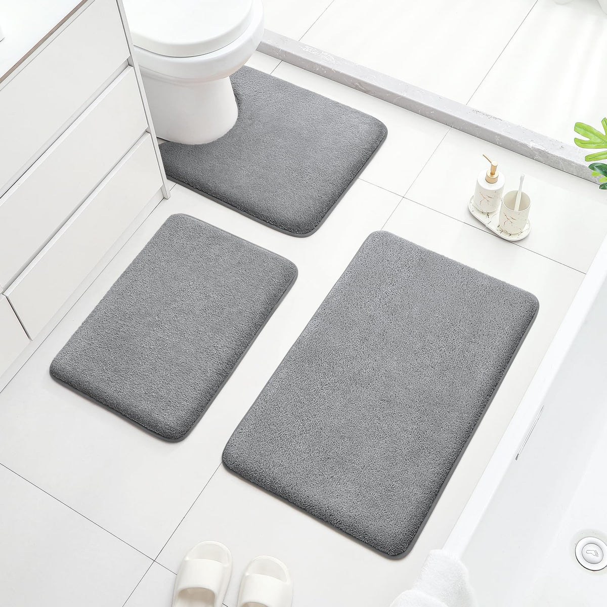 HOMEIDEAS versatile 3-piece rug set suitable for bathroom, kitchen, and more