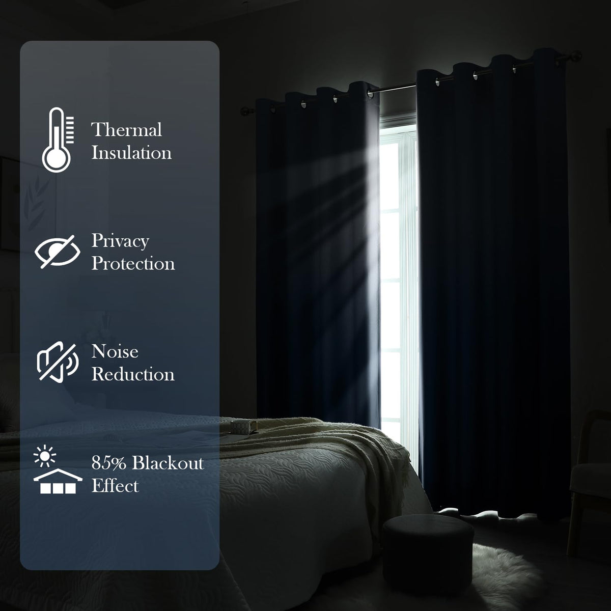 HOMEIDEAS Navy Blue Ombre Curtains energy-saving design helps regulate temperature
