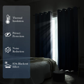 HOMEIDEAS Navy Blue Ombre Curtains energy-saving design helps regulate temperature