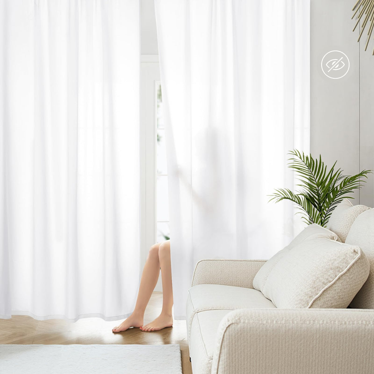 HOMEIDEAS non-see-through white privacy-curtains with light filtering for cozy mornings.