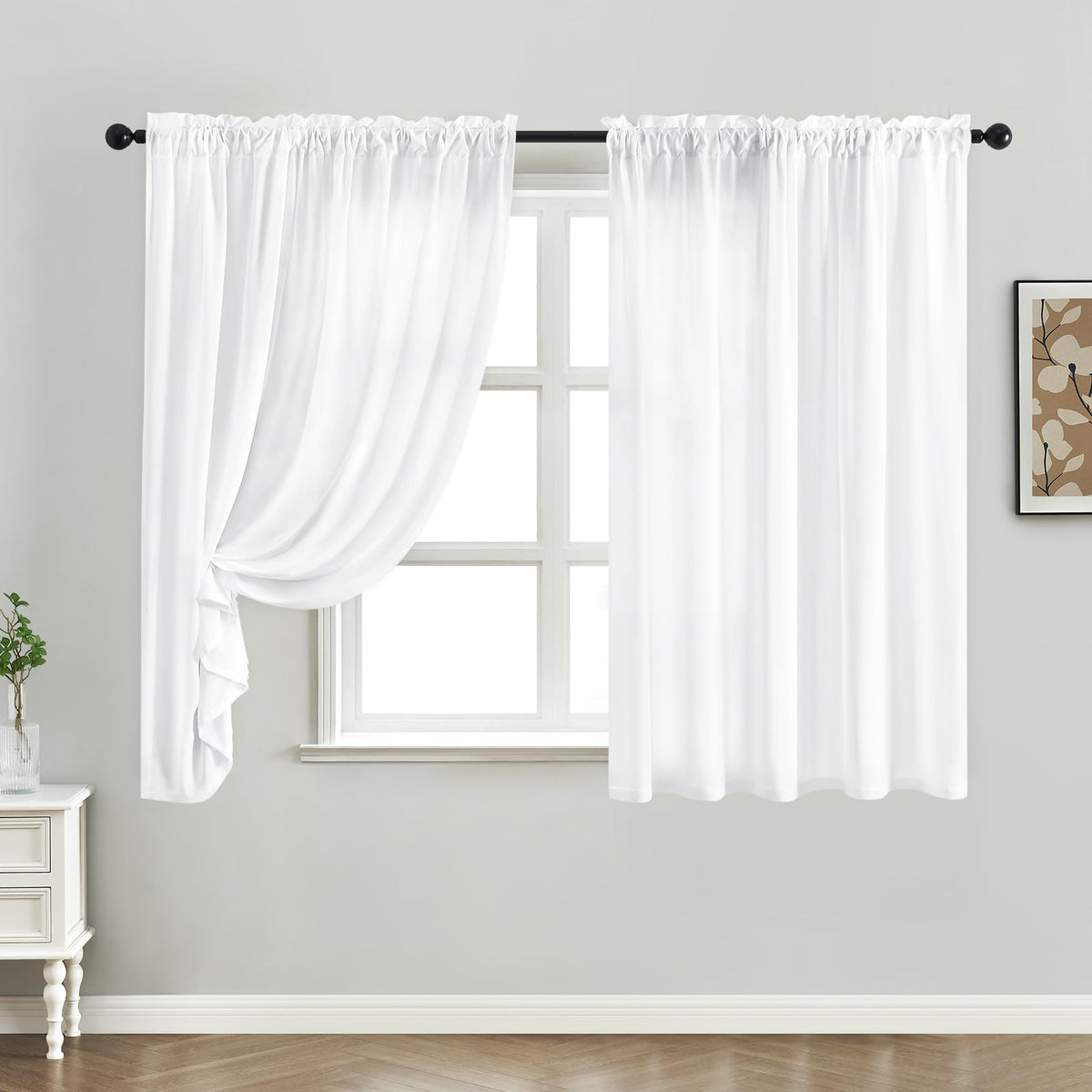 HOMEIDEAS 2-panel privacy-curtains set with rod pockets for easy hanging.