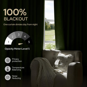 HOMEIDEAS olive-green curtain with rod-pocket shows easy setup and stylish hang.