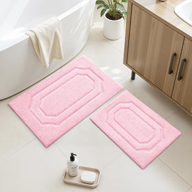 HOMEIDEAS pink bathroom rug small-16x24 with plush texture for soft feet after shower and quick absorption