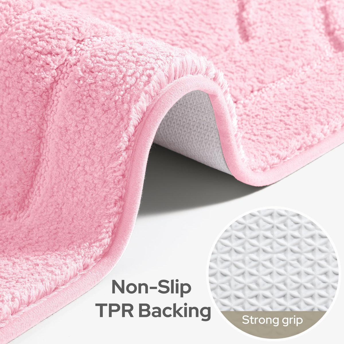 HOMEIDEAS pink rug-absorbent-microfiber dries feet quickly after showers