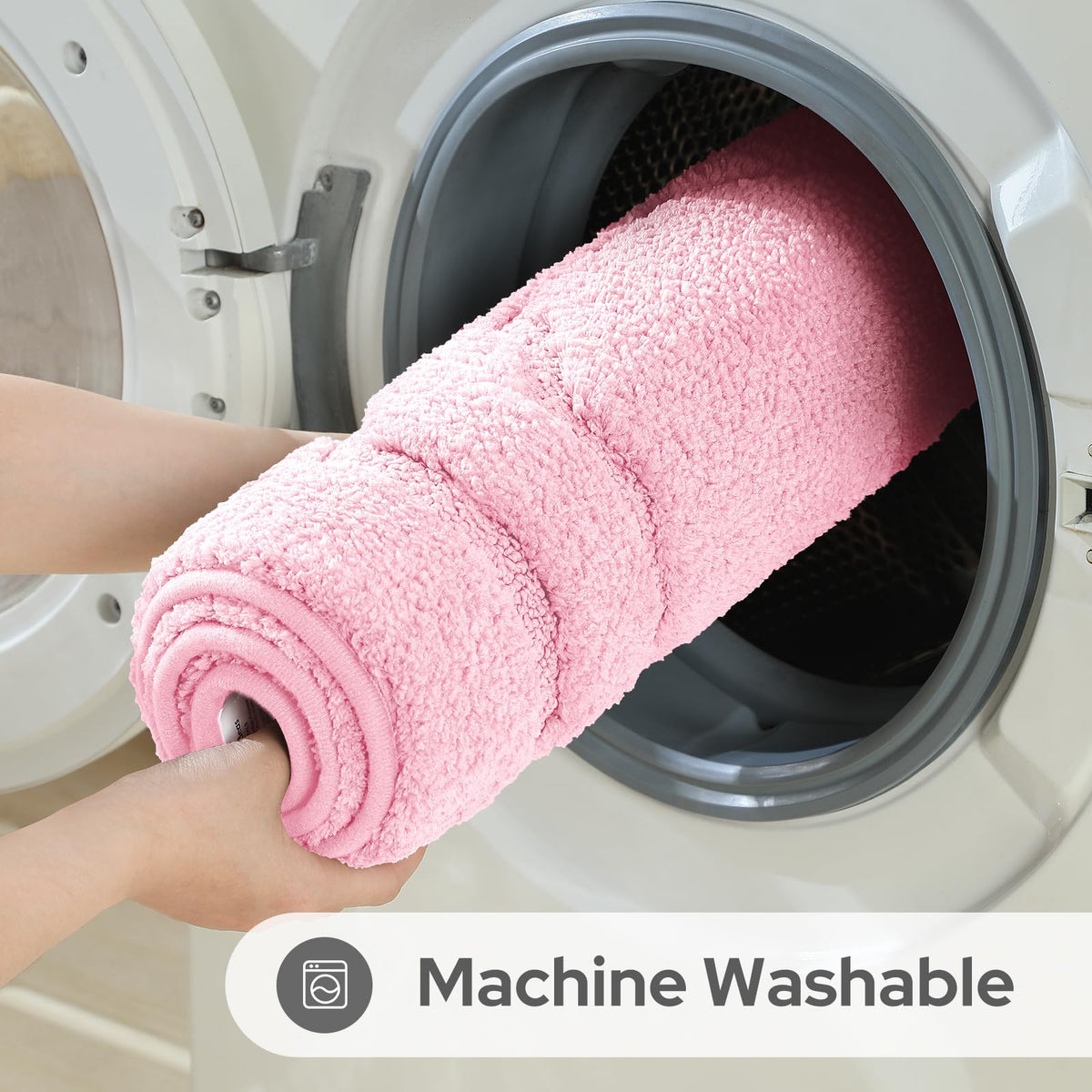 HOMEIDEAS pink rug-machine-washable maintains softness after frequent washes