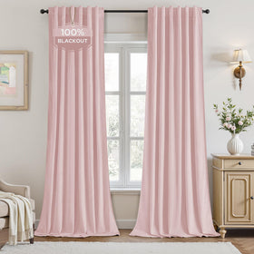 HOMEIDEAS pink velvet curtains in a bedroom setting for cozy privacy and style