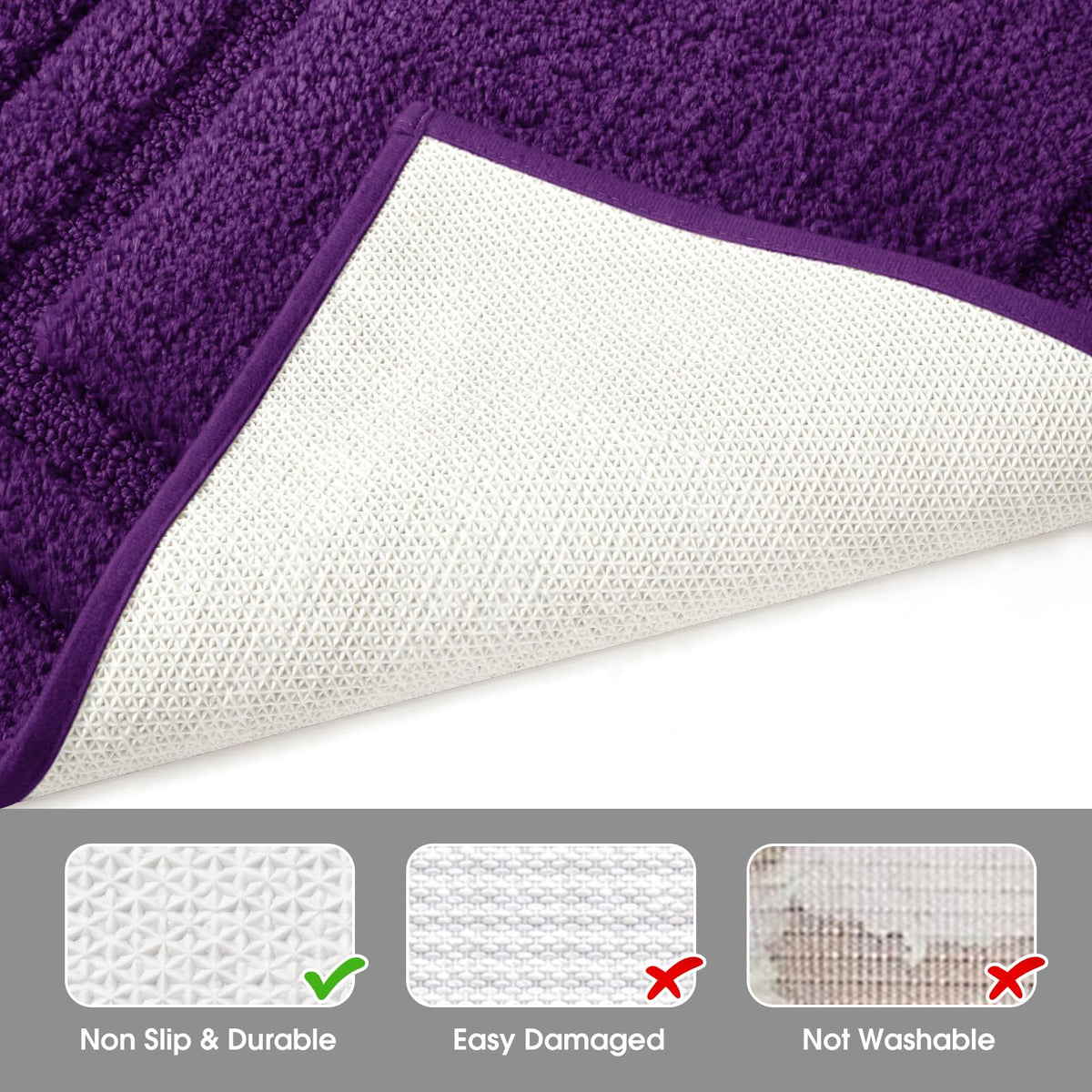 HOMEIDEAS microfiber bath rug quickly absorbs moisture to keep floors dry