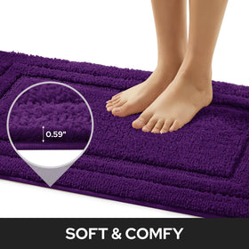 HOMEIDEAS purple bath rug closeup of plush microfiber texture for cozy feet