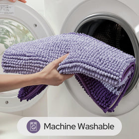 HOMEIDEAS purple bathroom rugs set dimensions 20x32 and 17x24 for space planning.