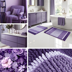HOMEIDEAS purple bathroom rugs set non-slip backing for safer tile floors.