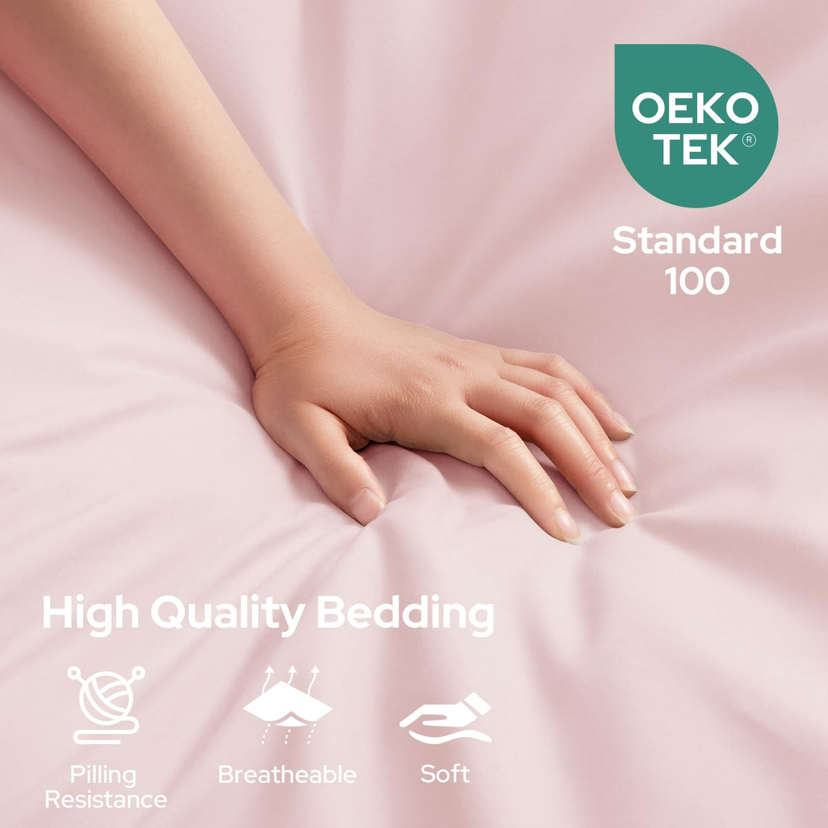 HOMEIDEAS queen fitted sheet pale pink with deep pocket stays securely in place.