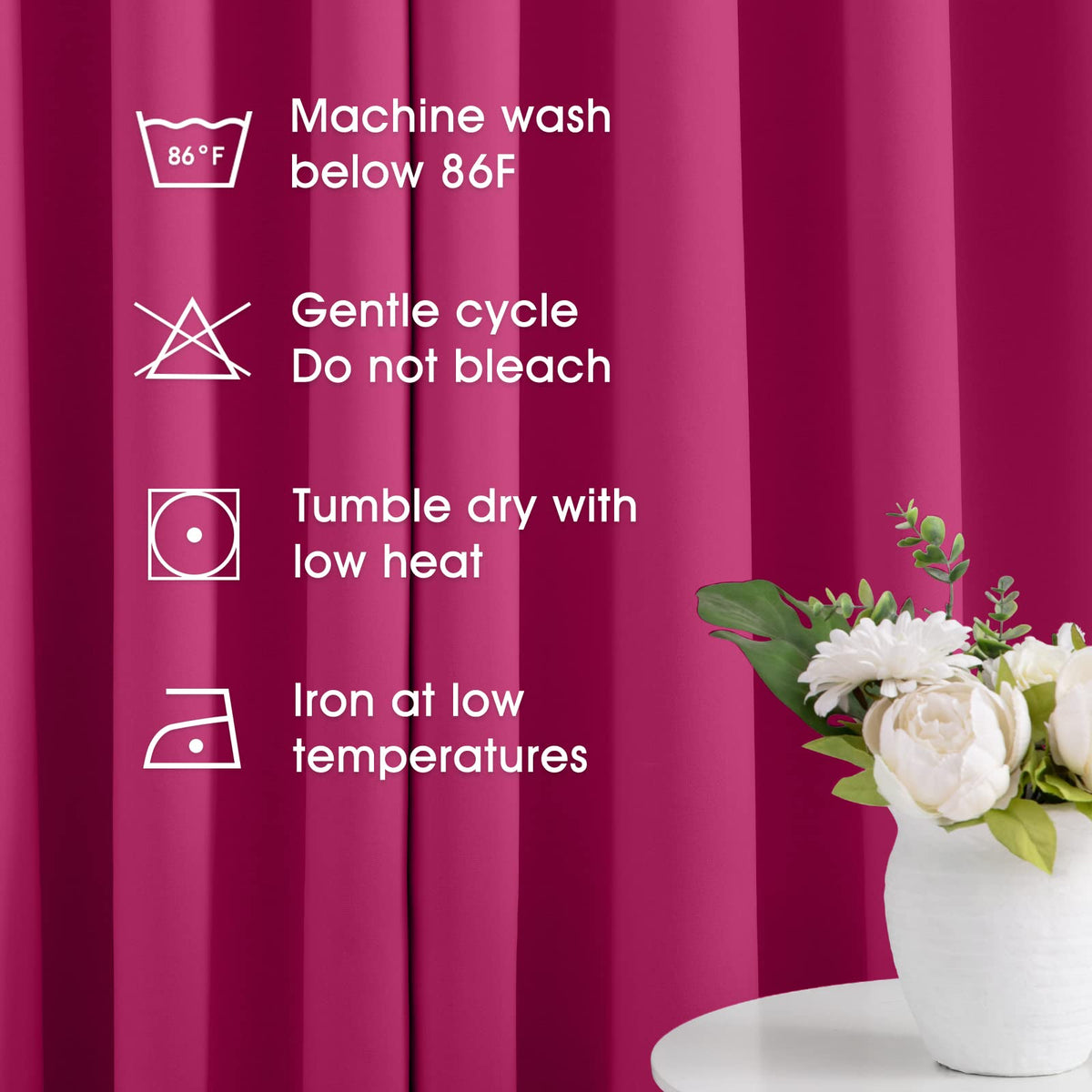 Homeideas Raspberry curtains block light for improved daytime privacy.