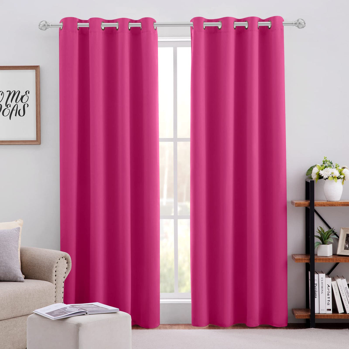 Homeideas Raspberry curtains show soft drapery for a cozy bedroom ambiance.