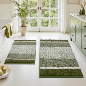 HOMEIDEAS Sage Green Bath Rugs set for dry, cozy bathroom floors.