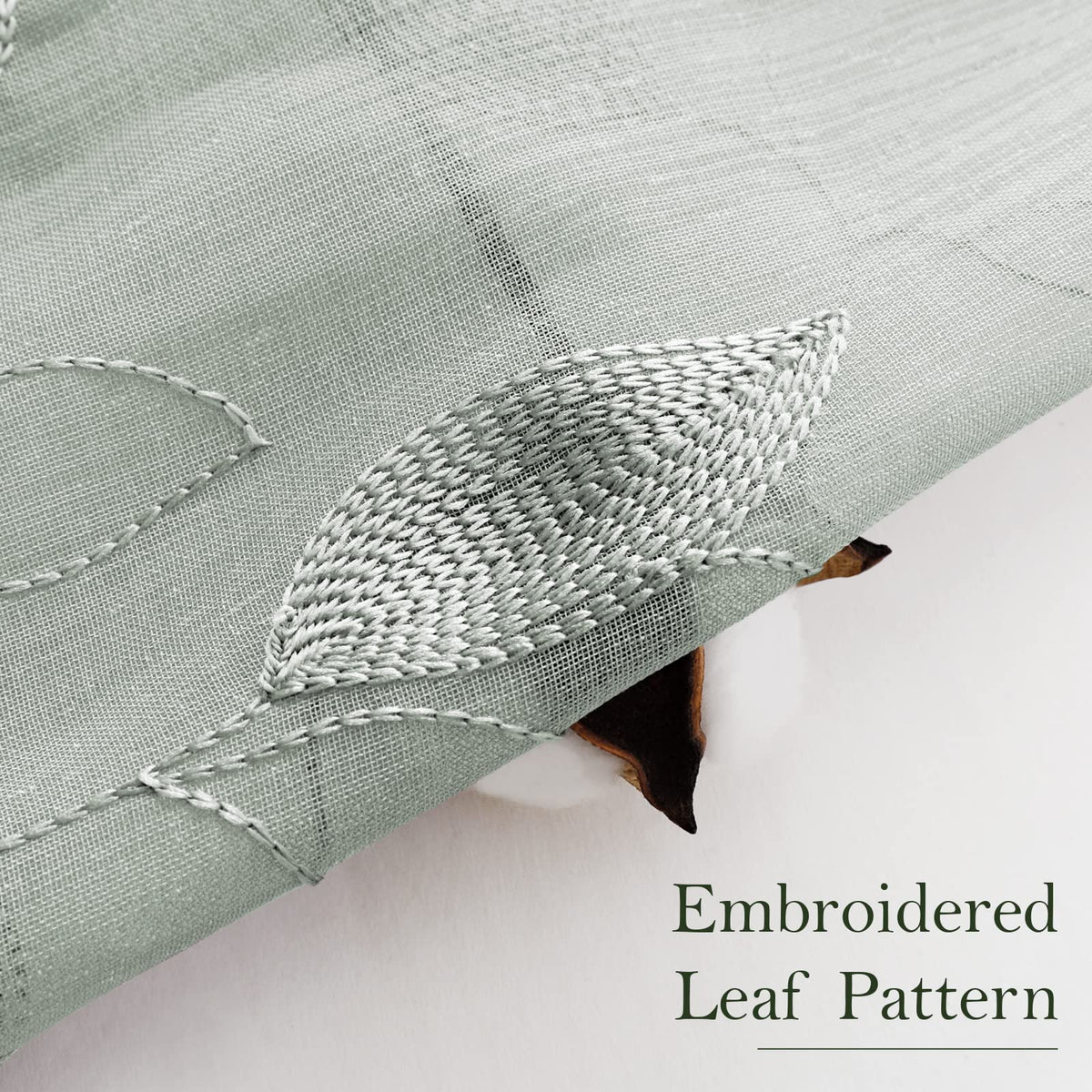 HOMEIDEAS Sage Green Curtains faux linen texture for a natural look
