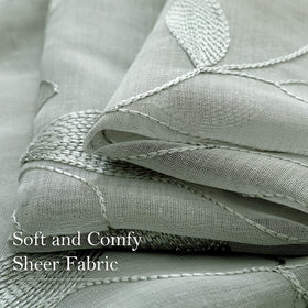 HOMEIDEAS Sage Green Curtains rod-pocket detail showing clean drape