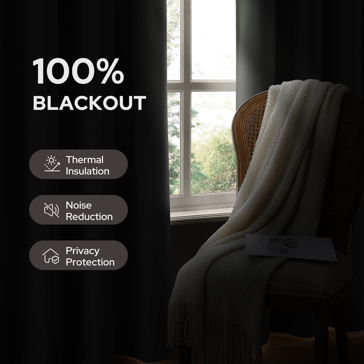HOMEIDEAS sage green linen curtain panel 02 dark room for movie time and naps