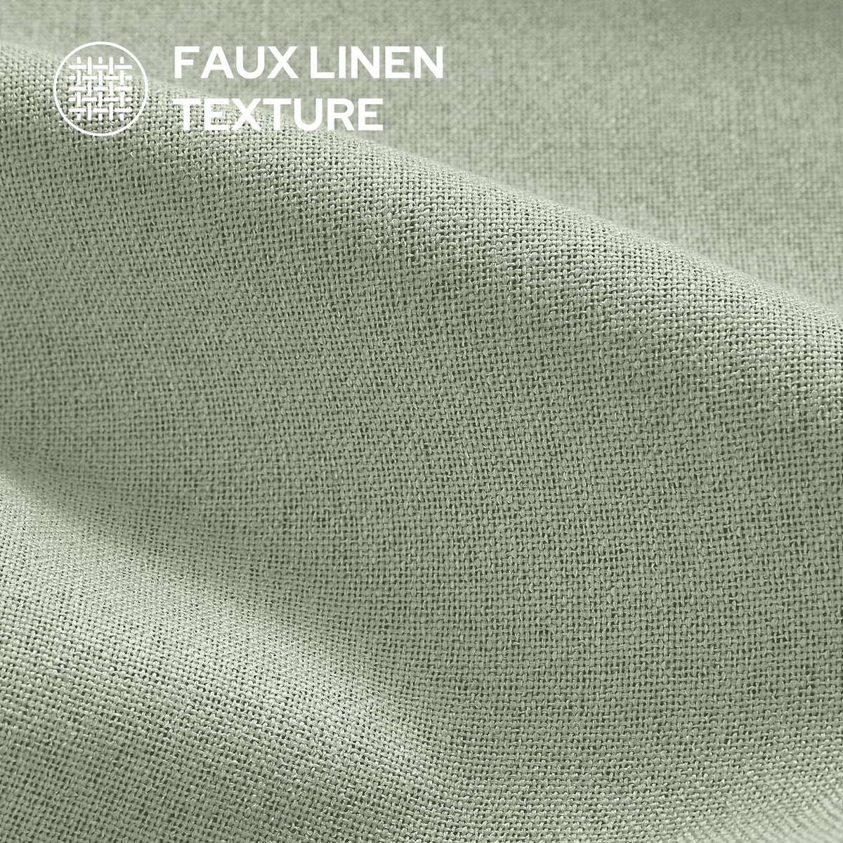 HOMEIDEAS sage green linen curtain panel 06 eight grommets for smooth sliding