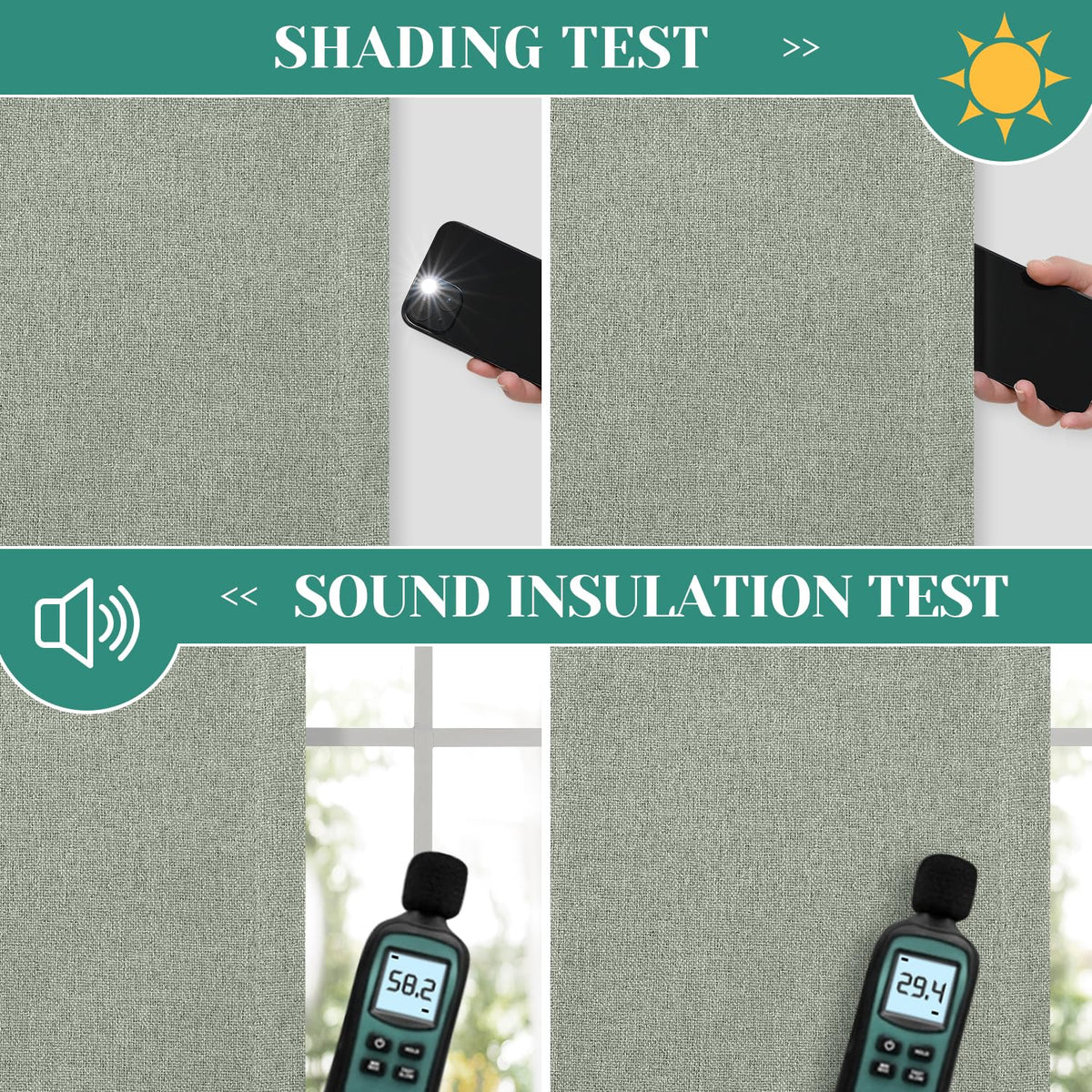 HOMEIDEAS sage green linen curtain panel 07 easy care by machine washing