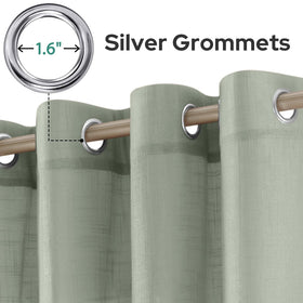 HOMEIDEAS sage green linen-textured sheer curtains, 52x84 size fit standard rods.