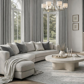 HOMEIDEAS silver grey faux silk curtains closeup fabric reveals luxurious satin weave and smooth texture