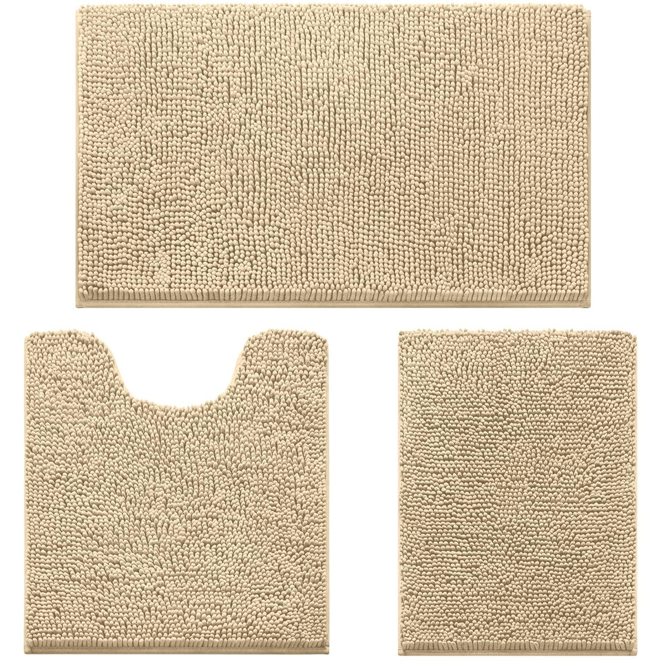 HOMEIDEAS small bath rug 17x24 with plush beige texture for warm, absorbent steps.