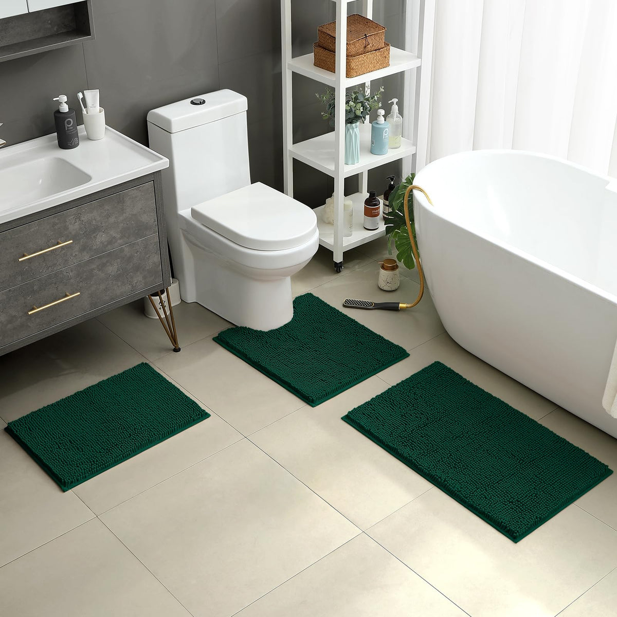 HOMEIDEAS small bath rug 17x24 in adds cozy warmth beside the sink