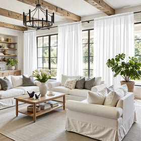HOMEIDEAS privacy sheer fabric texture close-up highlighting silky soft touch.