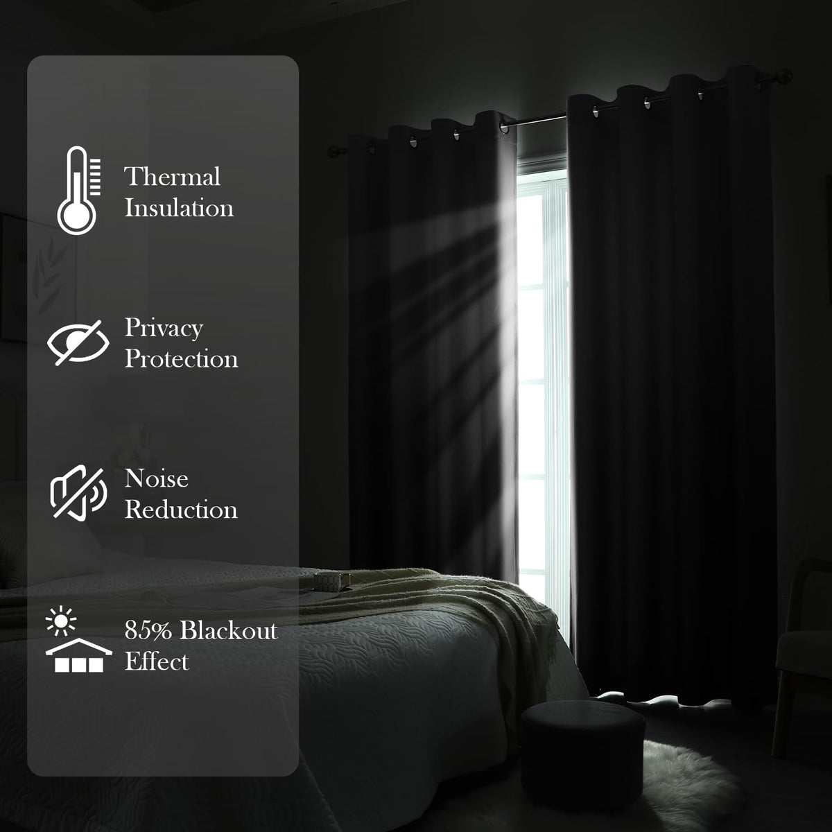 HOMEIDEAS thermal insulated curtains 52x84 energy saving and quiet