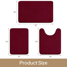 HOMEIDEAS burgundy rug with memory foam core offers cushioned comfort after bathing.