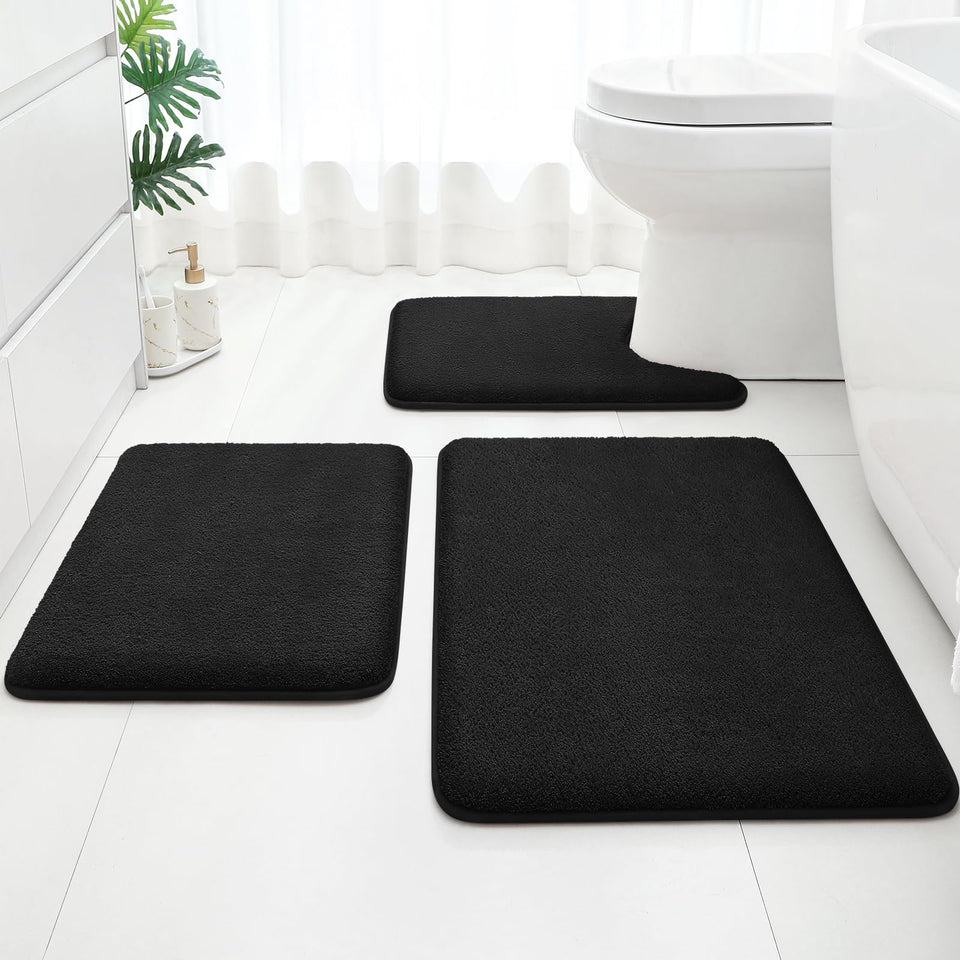 HOMEIDEAS upgraded bath rugs set memory foam cloud close-up for plush softness.