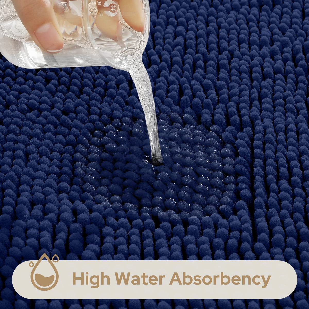 HOMEIDEAS water absorption test highlights quick-drying pile.