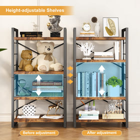 Homeiju adjustable shelves demonstrate customizable height for books and decor.