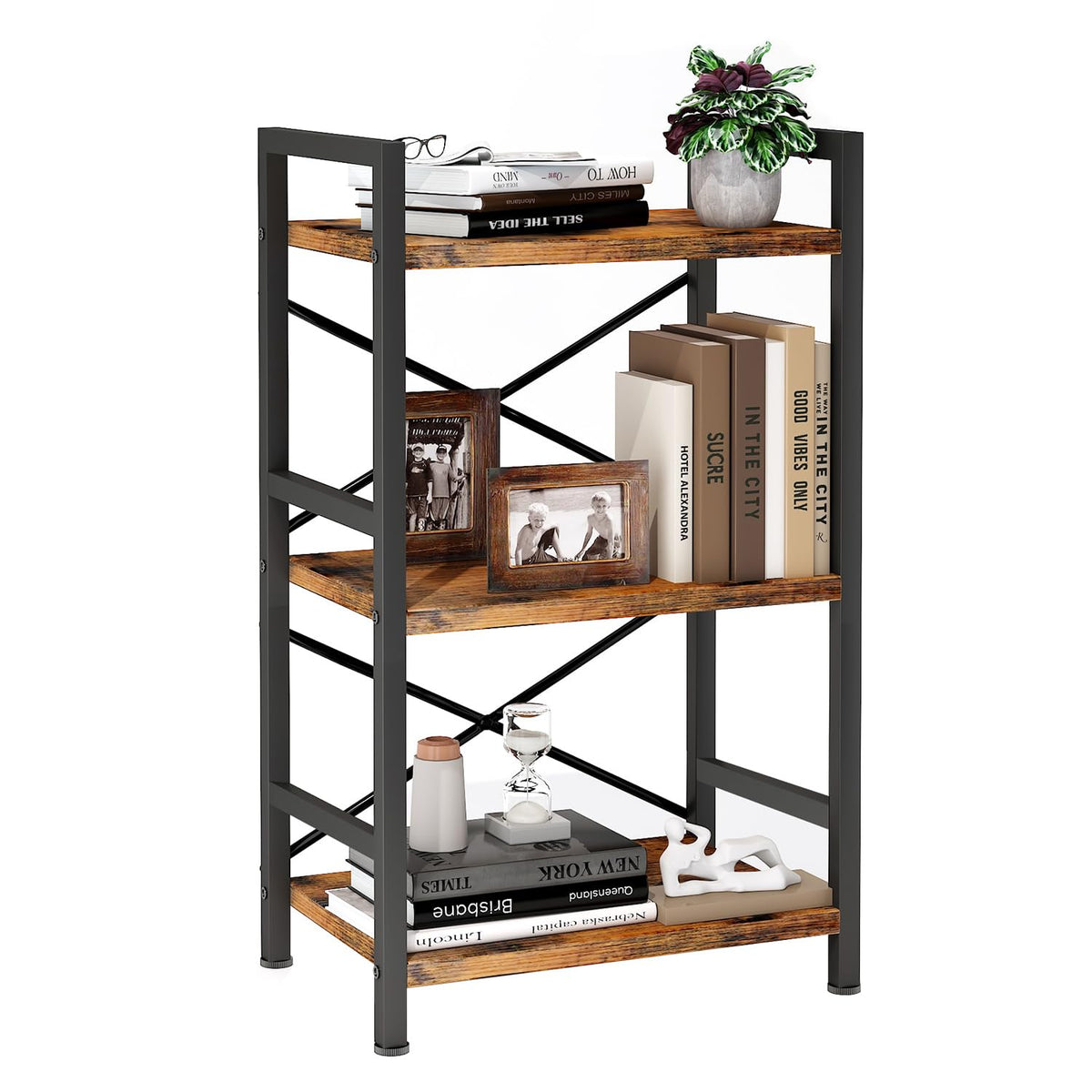Homeiju Bookcase sturdy construction supports daily use
