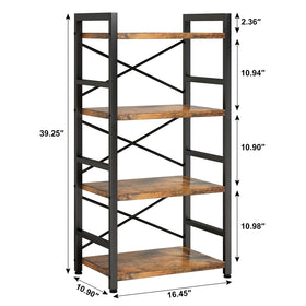 Homeiju Bookshelf rustic brown finish complements both modern and vintage décor.
