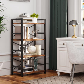 Homeiju Bookshelf with sturdy metal frame provides lasting stability.