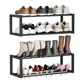 Homeiju extended hanging shoe organizer holding 12–16 pairs in a spacious entryway