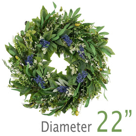 HomeKaren all-season greenery wreath featuring boxwood and olive greenery
