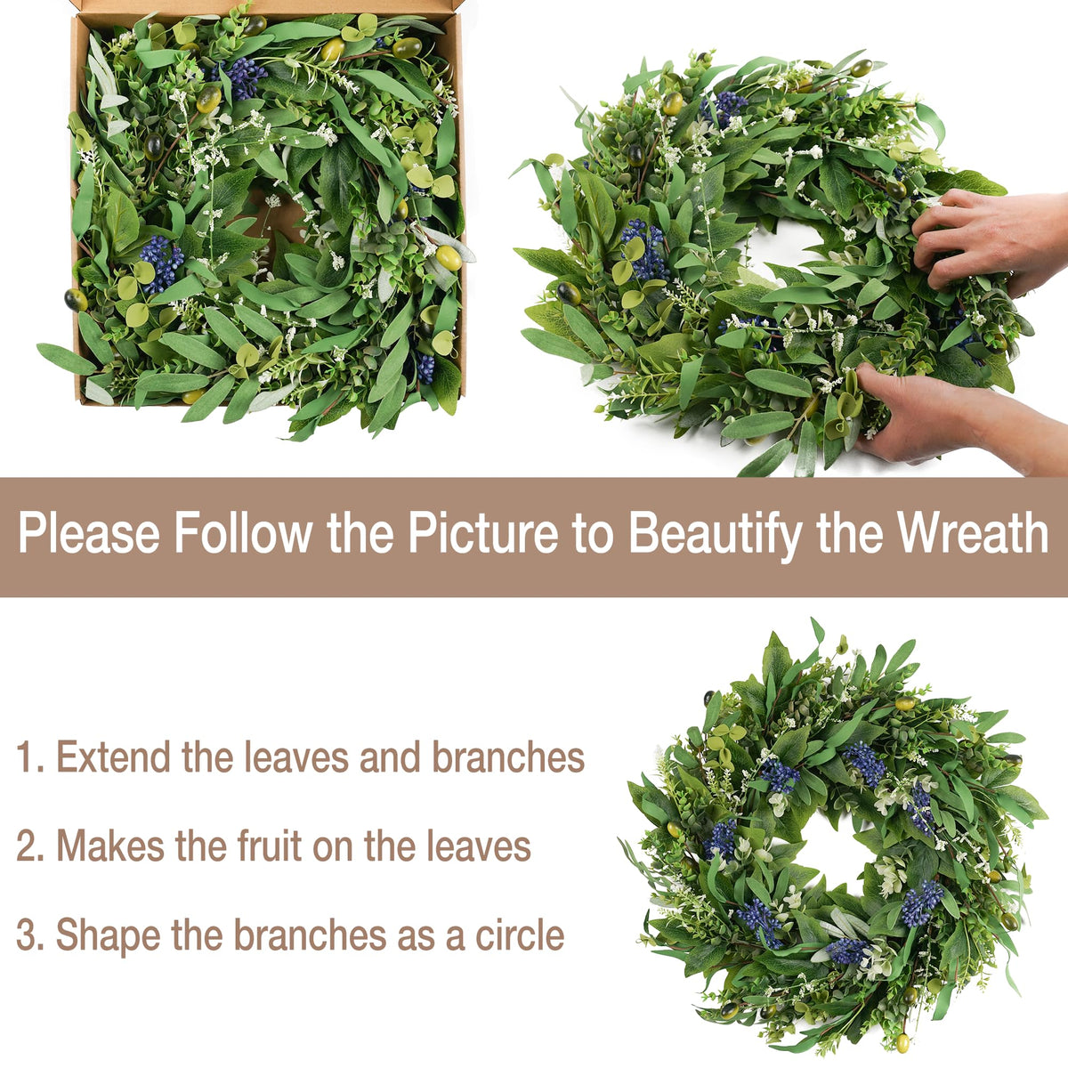 HomeKaren olive-leaf detail wreath close-up showing texture and fullness