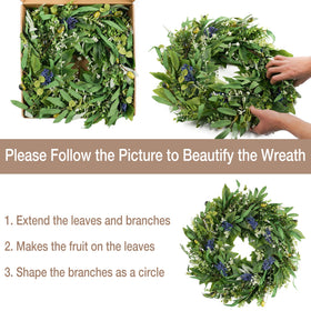 HomeKaren olive-leaf detail wreath close-up showing texture and fullness