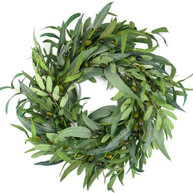 HomeKaren olive wreath on front door 22-inch enhances curb appeal with natural texture.