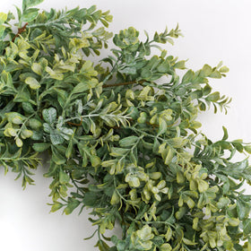 HomeKaren all-season greenery wreath stays bright through spring and summer without daily maintenance.