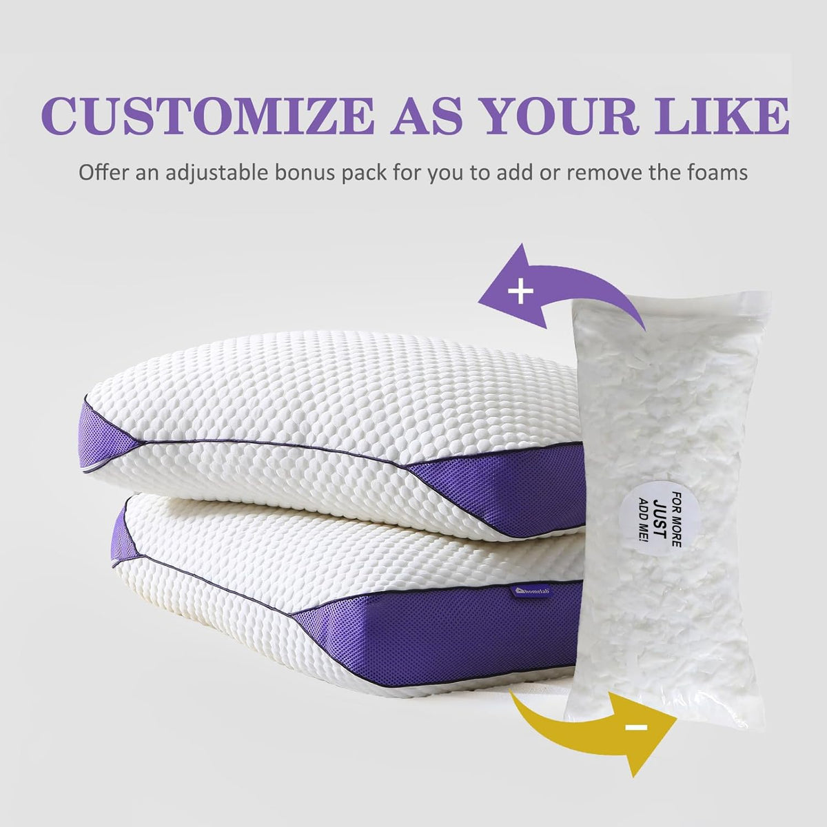 HOMELAB pillow featuring 3D polka-dot airflow design for breathability.