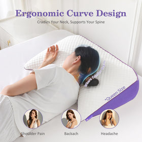 HOMELAB Curve Pillow side-sleep position demonstrates ergonomic neck alignment