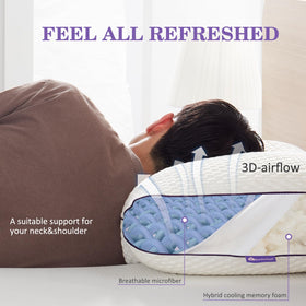 HOMELAB slow-rebound foam conforms to neck and head shape.